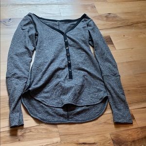 Lululemon - Heathered Black Henley Shirt
